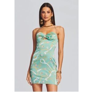 NWT SER.O.YA Retrofete Farah Silk Dress In Green Nautical